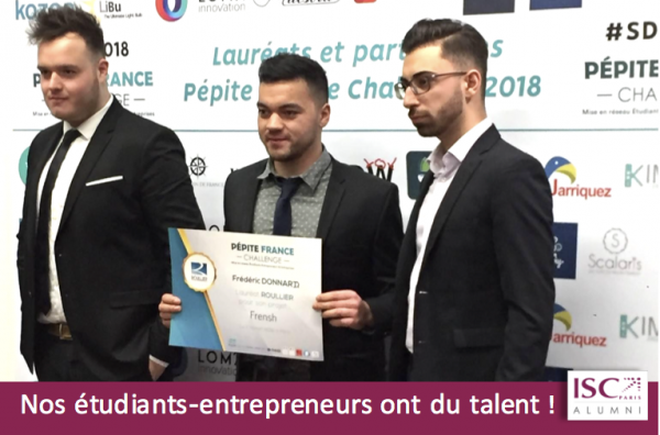 Trois étudiants-entrepreneurs ISC Paris lauréats du Pépite France Challenge au Salon des Entrepreneurs